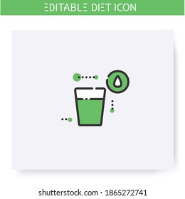 Drink more water line icon. Stay hydrated. Diet. Weight loss. Glass of water. Healthy, dietary nutrition. Slimming concept. Isolated vector illustration. Editable stroke 