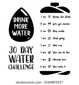 Drink more Water Motivation Bottle design. hydrated for Challenge