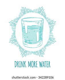 Drink More Water. Motivation poster.