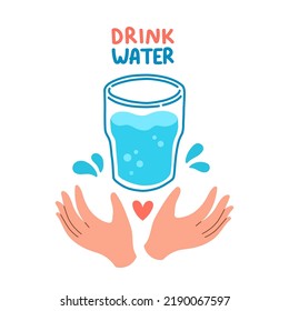 Drink more water quote flat design vector