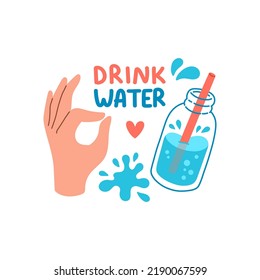 Drink more water quote flat design vector