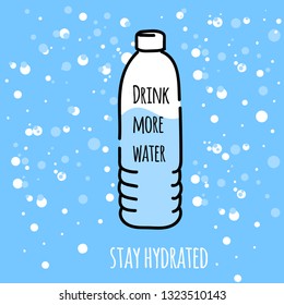 Drink more water. Stay hydrated. Concept of drinking water, healthy. Water in the bootle