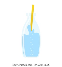 Drink more water. Stay hydrated. Glass, Plastic free, zero waste concept. Various bottles, glass, flask. Cute trendy vector illustration. Summer cold drink