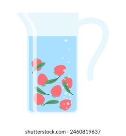 Drink more water. Stay hydrated. Glass, Plastic free, zero waste concept. Various bottles, glass, flask. Cute trendy vector illustration. Summer cold drink