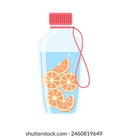 Drink more water. Stay hydrated. Glass, Plastic free, zero waste concept. Various bottles, glass, flask. Cute trendy vector illustration. Summer cold drink