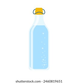 Drink more water. Stay hydrated. Glass, Plastic free, zero waste concept. Various bottles, glass, flask. Cute trendy vector illustration. Summer cold drink