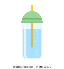 Drink more water. Stay hydrated. Glass, Plastic free, zero waste concept. Various bottles, glass, flask. Cute trendy vector illustration. Summer cold drink