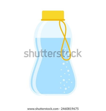 Drink more water. Stay hydrated. Glass, Plastic free, zero waste concept. Various bottles, glass, flask. Cute trendy vector illustration. Summer cold drink