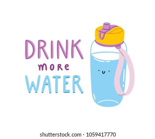 Drink more water, vector illustration