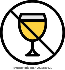 drink not allowed vector line colour icon