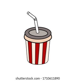 drink on paper or plastic cups with red and white background vector illustration. vector