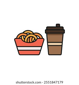 Drink and onion rings set food icon vector basic design simple and modern concept graphic