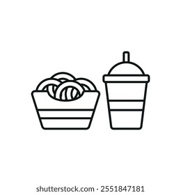 Drink and onion rings set food icon vector basic design simple and modern concept graphic