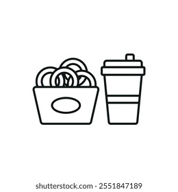 Drink and onion rings set food icon vector basic design simple and modern concept graphic