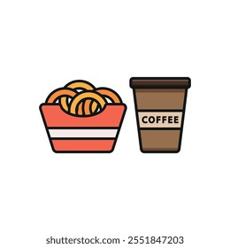 Drink and onion rings set food icon vector basic design simple and modern concept graphic