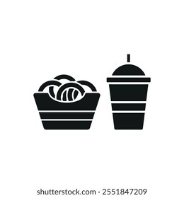 Drink and onion rings set food icon vector basic design simple and modern concept graphic