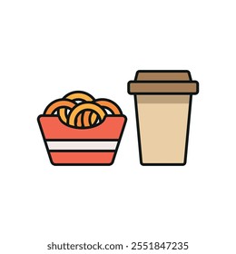 Drink and onion rings set food icon vector basic design simple and modern concept graphic