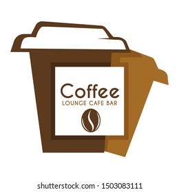 Drink in paper takeaway cup, coffee shop or house isolated icon vector. Energetic beverage, fresh beans brewing, cafe or bar, cafeteria. Caffeine ingredient, grain or seed symbol, emblem or logo