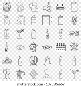 Drink for party icons set. Outline style of 36 drink for party vector icons for web for any design