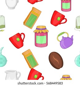 Drink pattern. Cartoon illustration of drink vector pattern for web
