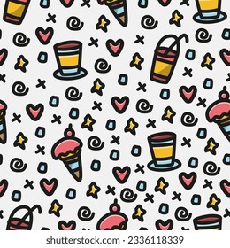 drink pattern doodle cartoon illustration