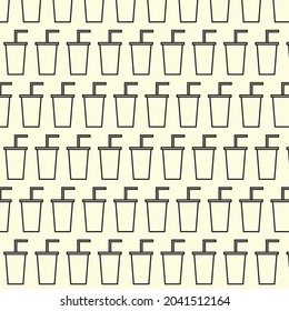 Drink pattern in a glass with a straw. Repeating pattern. Can be used as a background.