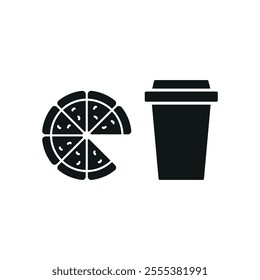 Drink and pizza set food icon vector basic design simple and modern concept graphic