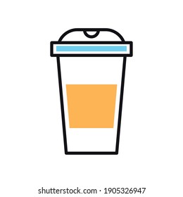drink in plastic container line and fill style icon vector illustration design