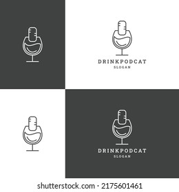 Drink podcast logo icon design template vector illustration