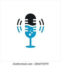 Drink podcast vector logo template