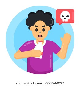 Beber veneno, diseño de icono circular plano 