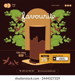 drink poster for social media post, restaurant menu, coffee shop and cafe.