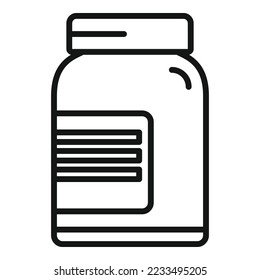 Vector de contorno de icono de proteína de bebida. Empaquetar alimentos. Contenedor deportivo