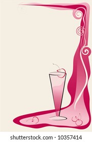 Drink red abstract background with cherries.