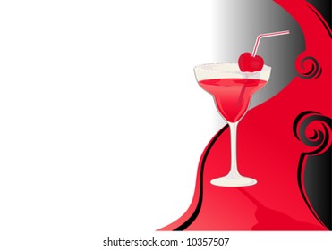 Drink red card with cherry and straw.