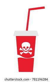 Drink in the red cup is dangerous to consumpt. Vector illustration.