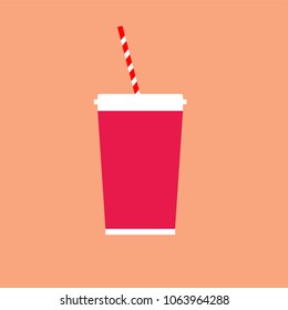 Drink in a red cup flat vector icon isolated on a white background.