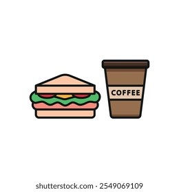 Drink and sandwich set food icon vector basic design simple and modern concept graphic