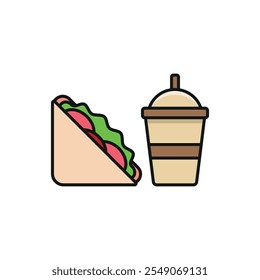 Drink and sandwich set food icon vector basic design simple and modern concept graphic