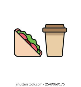 Drink and sandwich set food icon vector basic design simple and modern concept graphic