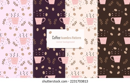 Drink seamless pattern with coffee cup design