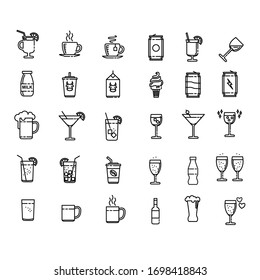 Drink Set Icon Design Vector. Pixel Perfect