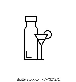 drink set outline icon on white isolated. Vector illustration.