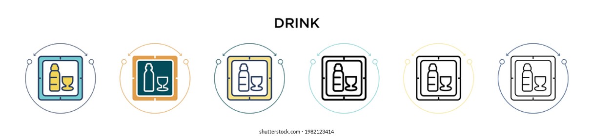 Drink sign icon in filled, thin line, outline and stroke style. Vector illustration of two colored and black drink sign vector icons designs can be used for mobile, ui, web