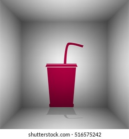 Drink sign illustration. Bordo icon with shadow in the room.