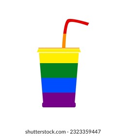 Drink sign illustration. Rainbow gay LGBT rights colored Icon at white Background. Illustration.