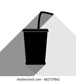 Drink sign illustration. Vector. Black icon with two flat gray shadows on white background.