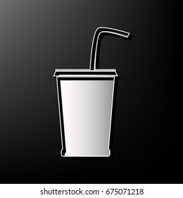 Drink sign illustration. Vector. Gray 3d printed icon on black background.