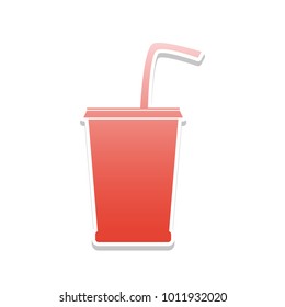 Drink sign illustration. Vector. Reddish icon with white and gray shadow on white background. Isolated.