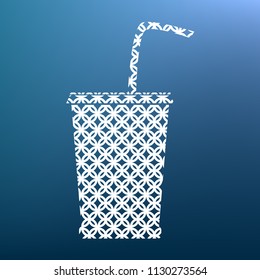 Drink sign illustration. Vector. White textured icon at lapis lazuli gradient background.